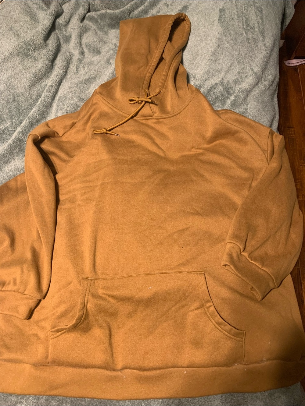 Hooded Pullover Sweatshirt with open back- Caramel Brown